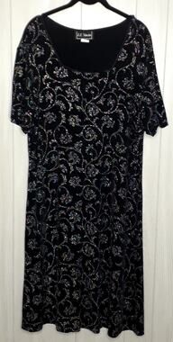 Ladies L.L. Martin Occasional Black Embellished Swing Dress 16W Short Sleeve